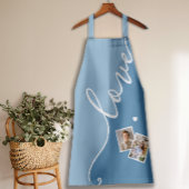 Modern stijlvol fotoscript blauw schort