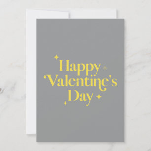 Modern Stijlvol Geel Grijs Happy Valentines Day Feestdagenkaart