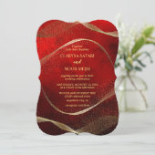 Modern, stijlvol goud en rood kaart (Staand voorkant)