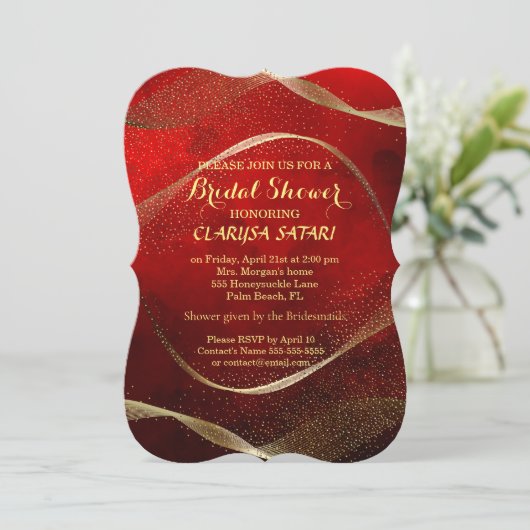 Modern, stijlvol goud en rood Vrijgezellenfeest Kaart (Staand voorkant)