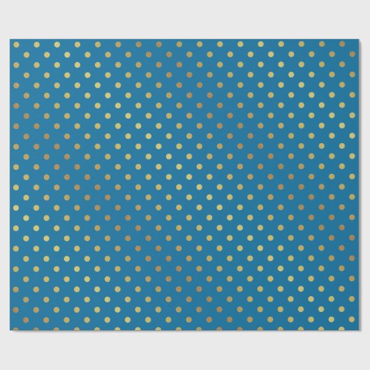 Modern Stijlvol Goud en Royal Blue Polka Dots Cadeaupapier (Vlak)