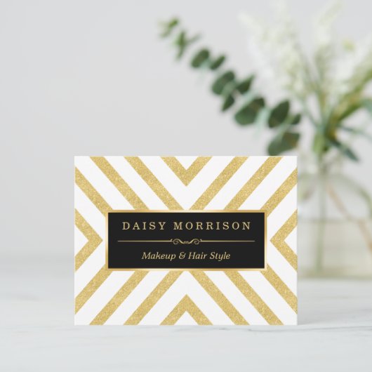 Modern stijlvol goudstrips briefkaart (Staand voorkant)