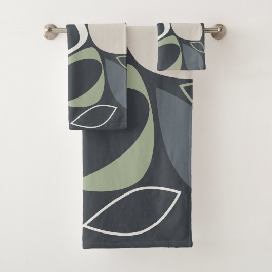 Modern stijlvol grijs salie groen Abstract patroon Bad Handdoek (Insitu)