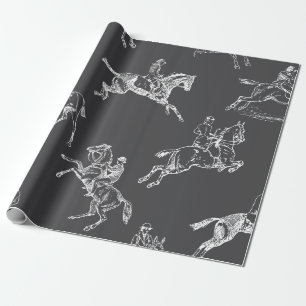 Modern stijlvol grijs wit paardrijden toilet cadeaupapier