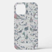 Modern stijlvol, grijze duif vogelpatroon Case-Mate iPhone case (Achterkant)