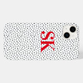 Modern Stijlvol Groot Rood Initialen Zwart Confett Case-Mate iPhone Case (Achterkant (horizontaal))