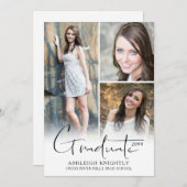 Modern stijlvol handgeschreven Afstuderen 4 foto's Aankondiging (Voorkant / Achterkant)