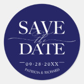 Modern stijlvol huwelijk sparen de datum ronde sticker (Voorkant)