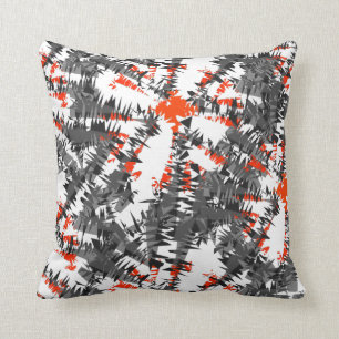 Modern stijlvol Ikat Abstract Oranje Grijze Mix Kussen