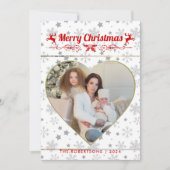Modern Stijlvol Kerstscript Familie Hartfoto Feestdagenkaart (Voorkant)
