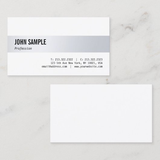 Modern stijlvol, minimalistisch, zilver grafisch o visitekaartje (Voorkant / Achterkant)