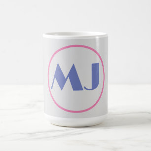 Modern Stijlvol Monogram Blauw Initiaal Letters Gr Koffiemok