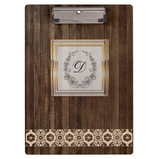 Modern stijlvol monogram Patroon  hout Klembord (Voorkant)
