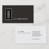 Modern stijlvol monogram, professioneel zwart visitekaartje (Voorkant / Achterkant)