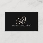 Modern stijlvol monogram QR-code minimaal zwart Visitekaartje (Voorkant)