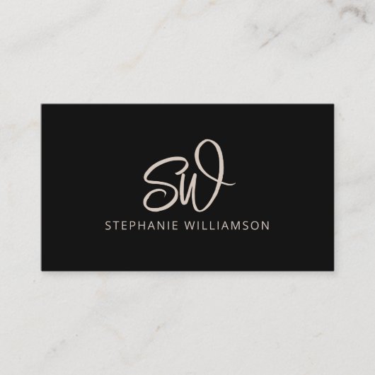 Modern stijlvol monogram QR-code minimaal zwart Visitekaartje (Voorkant)