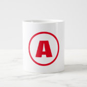 Modern stijlvol monogram rood Initiaal letter wit Extra Grote Beker (Voorkant)