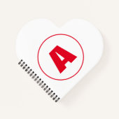Modern stijlvol monogram rood Initiaal letter wit Notitieboek (Voorkant)