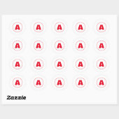 Modern stijlvol monogram rood Initiaal letter wit Ronde Sticker (Vel)