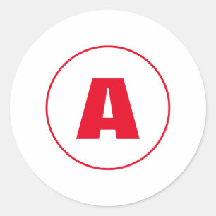 Modern stijlvol monogram rood Initiaal letter wit Ronde Sticker