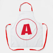 Modern stijlvol monogram rood Initiaal letter wit Schort (Voorkant)