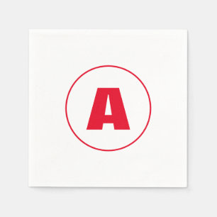 Modern stijlvol monogram rood Initiaal letter wit Servet