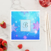 Modern stijlvol monogram wintersneeuwvlokken servet (Insitu)