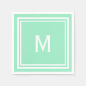 Modern stijlvol neo Mint Green Custom Monogram Servetten (Voorkant)