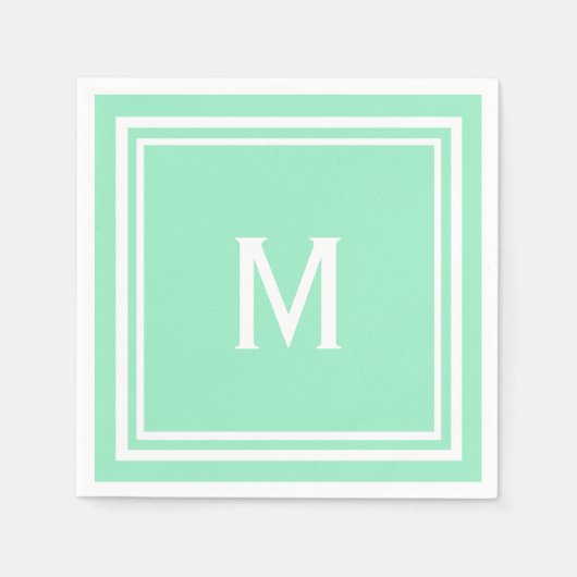 Modern stijlvol neo Mint Green Custom Monogram Servetten (Voorkant)