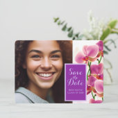 Modern Stijlvol Orchideeën Afstuderen Save the Dat Save The Date (Staand voorkant)