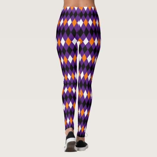 Modern stijlvol Paars Oranje Harlequin Pattern Leggings (Achterkant)