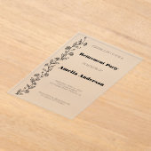 Modern stijlvol pensioen daisy zwart acryl uitnodigingen (Laagn)