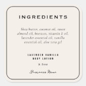 Modern stijlvol product Ingrediënten Lijst Vierkante Sticker (Voorkant)