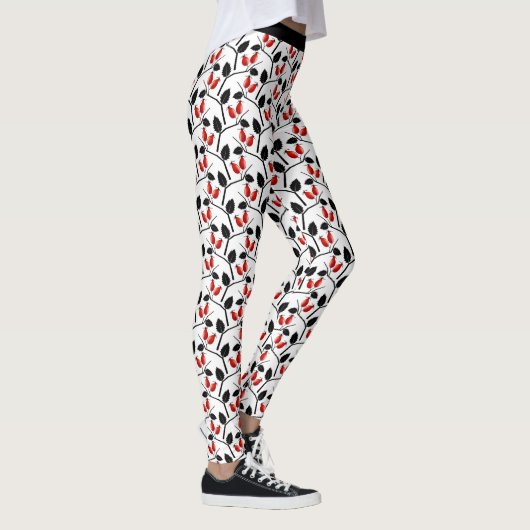 Modern stijlvol rood zwart Roos hips patroonyoga Leggings (Rechts)