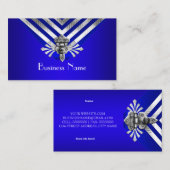 Modern Stijlvol Royal Blue Silver Stripe Scharnier Visitekaartje (Voorkant / Achterkant)