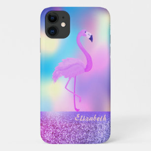 Modern Stijlvol Roze Flamingo Holographic iPhone 11 Hoesje