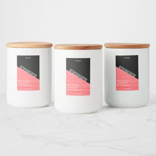 Modern Stijlvol Roze Zwart Twee Kleuren & Kaarsen Voedselcontainer Etiket (Flessen)