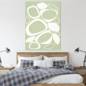 Modern stijlvol salie groen crème Abstract patroon Canvas Afdruk (Insitu (Slaapkamer))
