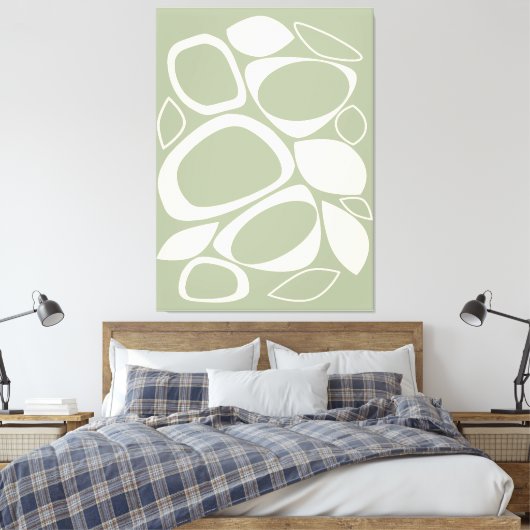 Modern stijlvol salie groen crème Abstract patroon Canvas Afdruk (Insitu (Slaapkamer))