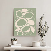 Modern stijlvol salie groen crème Abstract patroon Canvas Afdruk