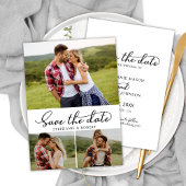 Modern stijlvol script 3 foto collage bruiloft save the date