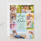 Modern stijlvol script 8 Multi Photo Save the Date Kaart (Voorkant)