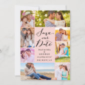 Modern stijlvol script 8 Multi Photo Save the Date Kaart (Voorkant)
