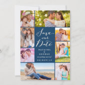 Modern stijlvol script 8 Multi Photo Save the Date Kaart (Voorkant)