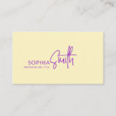 Modern stijlvol script Bord geel & Paarse Visitekaartje (Voorkant)