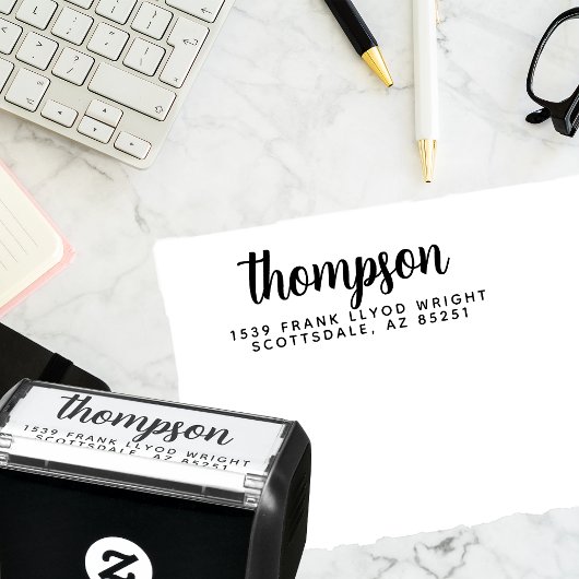 Modern stijlvol script bruiloft retour adres zelfinktende stempel