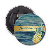 Modern Stijlvol, strand, zie, ananas Button Flesopener (Voorkant)