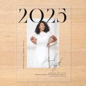 Modern stijlvol tijdschrift | Afstuderen fotofeest Acryl Uitnodigingen (Voorkant)