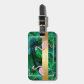 Modern Stijlvol, tropisch palmbladeren, roze Bagagelabel (Voorkant verticaal)