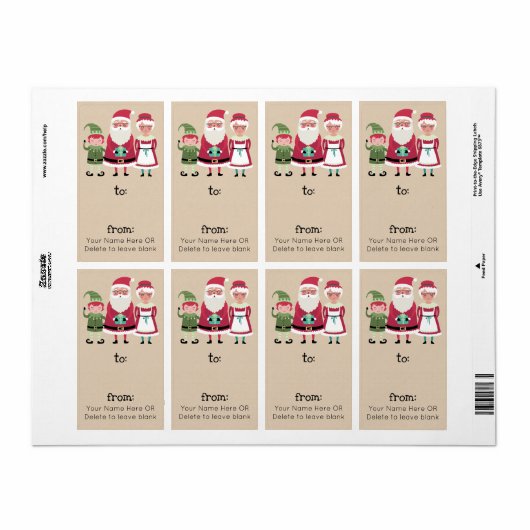 Modern Stijlvol Vrolijk Kerstfeest Kerstman Elf Gi Etiket (Full Sheet)